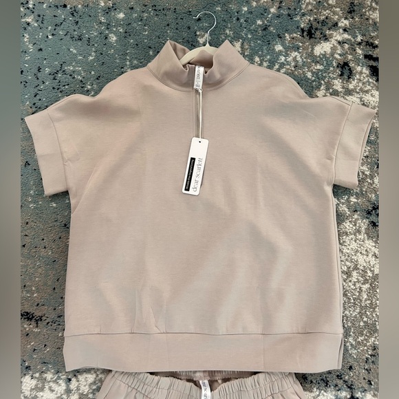 Dear Scarlett Taupe Mock-Neck Half Zip Travel Set - Picture 2 of 4